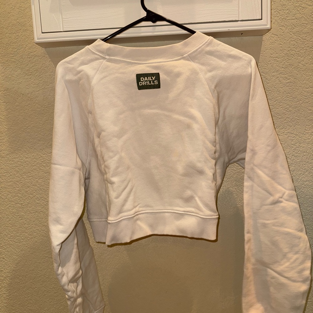 Daily Drills Cream Cropped Long Sleeve Sweatshirt